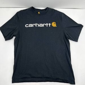 Carhartt Black T-shirt Work Wear Big Logo Spell Out 100% Cotton Large